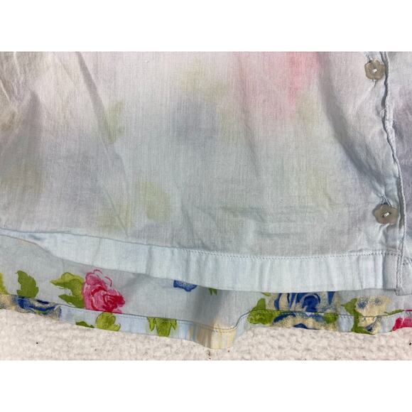 Bobbie Brooks Woman 100% Cotton Short Sleeve Button Up Shirt Blue Floral 22-24W - Picture 12 of 16